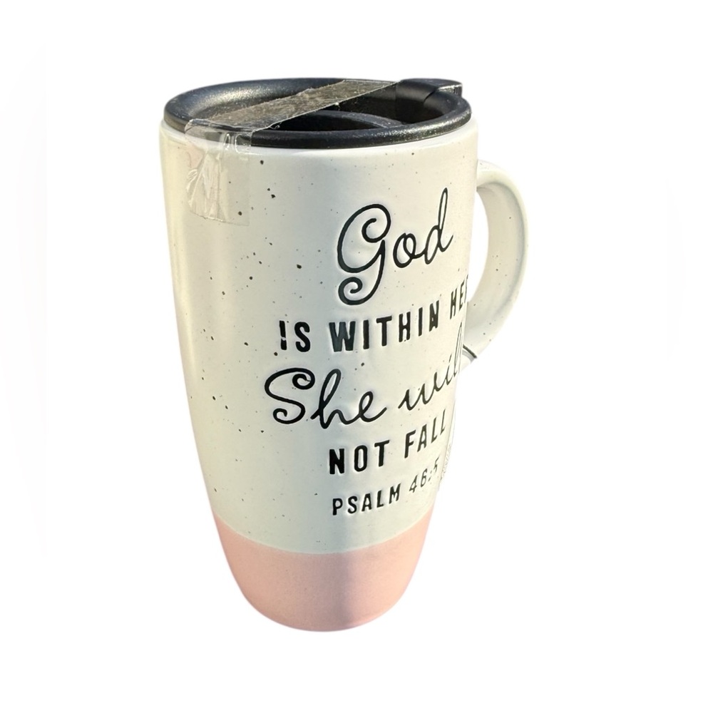 God is within her, she will not fall inspirational mug with topper NEW - Picture 6 of 6